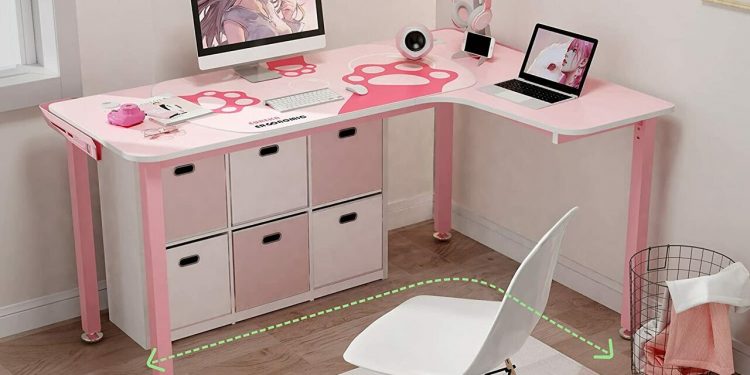 Eureka Ergonomic L152 60″ Pink Gaming Desk